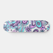 Trendy Modern Abstract Paars Blue Floral Pattern Persoonlijk Skateboard (Horizontaal)