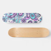Trendy Modern Abstract Paars Blue Floral Pattern Persoonlijk Skateboard (Horizontaal)