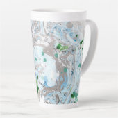 Trendy Modern Abstract Roze Blauw Wit Latte Mok (Rechterhoek)