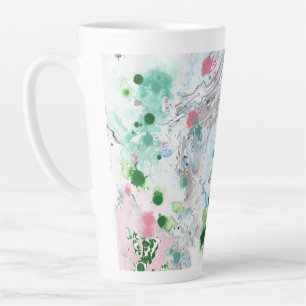 Trendy Modern Abstract Roze Blauw Wit Latte Mok