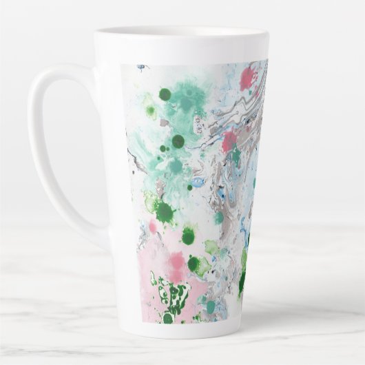 Trendy Modern Abstract Roze Blauw Wit Latte Mok (Links)