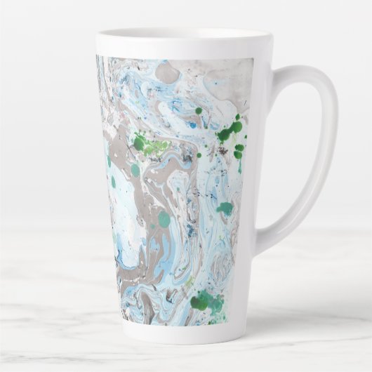 Trendy Modern Abstract Roze Blauw Wit Latte Mok (Rechts)