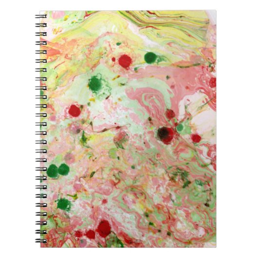Trendy Modern Abstract Roze Rood Geel Groen Notitieboek (Voorkant)
