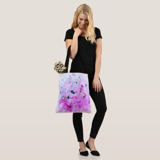Trendy Modern Abstract Roze Rood Geel Groen Tote Bag (Op model)