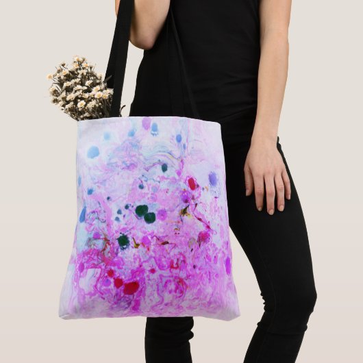 Trendy Modern Abstract Roze Rood Geel Groen Tote Bag (Dichtbij)
