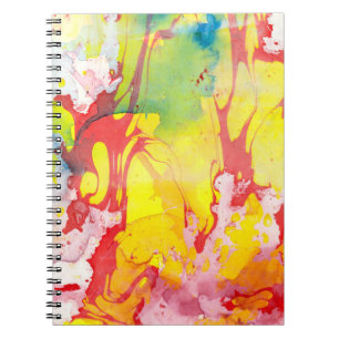 Trendy Modern Abstract Yellow Red Blue Paars Notitieboek