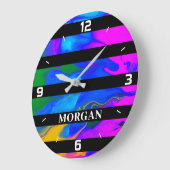 Trendy Modern Abstract, zwarte lijnen, witte naam Grote Klok (Hoek)