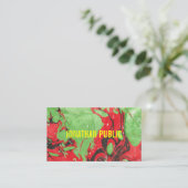 Trendy Modern Abstracte Art Elegant Red Green Visitekaartje (Staand voorkant)