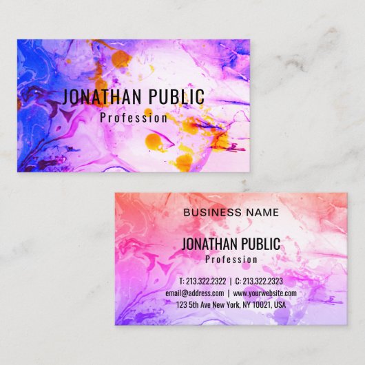 Trendy Modern Abstracte Art Elegant Sjabloon Visitekaartje (Voorkant / Achterkant)