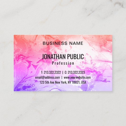 Trendy Modern Abstracte Art Elegant Sjabloon Visitekaartje (Achterkant)