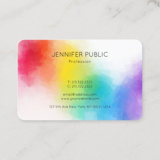 Trendy Modern Abstracte Rainbow Colors Sjabloon Visitekaartje (Achterkant)
