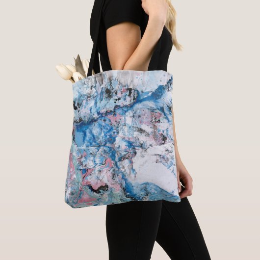 Trendy Modern Abstracte roze blauwe Sjabloon Tote Bag (Dichtbij)