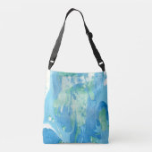 Trendy Modern Abstracte Sjabloon Blue Green White Crossbody Tas (Achterkant)