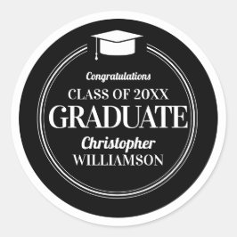 Trendy Modern Afstuderen felicitaties Ronde Sticker