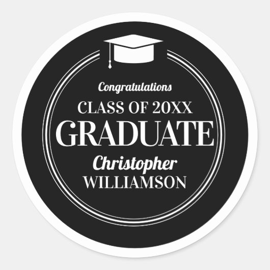 Trendy Modern Afstuderen felicitaties Ronde Sticker (Voorkant)