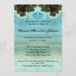 Trendy Modern Aqua Blue Crystal Sweet 16 Kaart