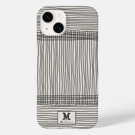 Trendy modern art lines Abstract minimal Monogram  Case-Mate iPhone Case (Achterkant)
