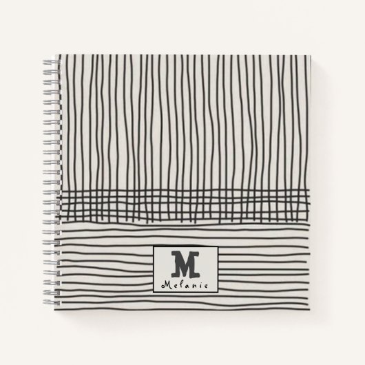 Trendy modern art lines Abstract minimal Monogram Notitieboek (Voorkant)