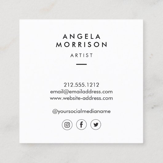 Trendy Modern Artist Designer Pink Vierkante Visitekaartje (Achterkant)