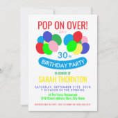 Trendy Modern Balloons, Birthday Party Kaart (Voorkant)