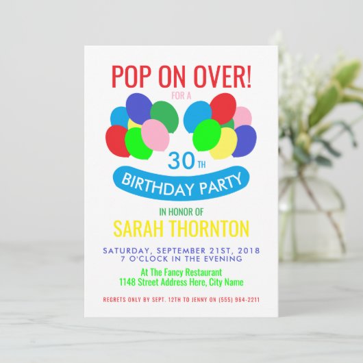 Trendy Modern Balloons, Birthday Party Kaart (Staand voorkant)