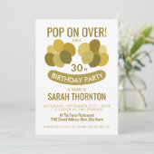 Trendy Modern Balloons, Gold Birthday Party Kaart (Staand voorkant)