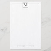 Trendy Modern Basic Initiaal Monogram Square borde Briefpapier (Voorkant)