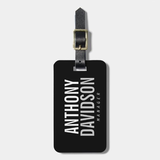 Trendy Modern Black Bold Text Bagagelabel (Voorkant verticaal)
