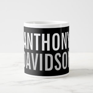 Trendy Modern Black Bold Text Grote Koffiekop
