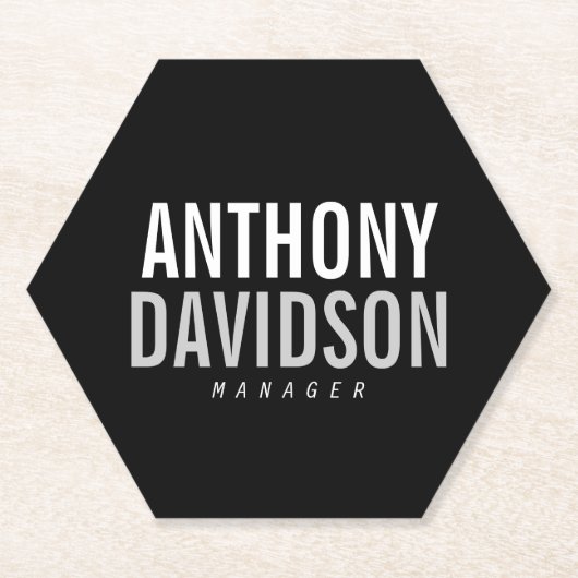 Trendy Modern Black Bold Text Kartonnen Onderzetters (Voorkant)