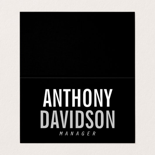 Trendy Modern Black Bold Text Visitekaartje (Buitenkant ongevouwen)