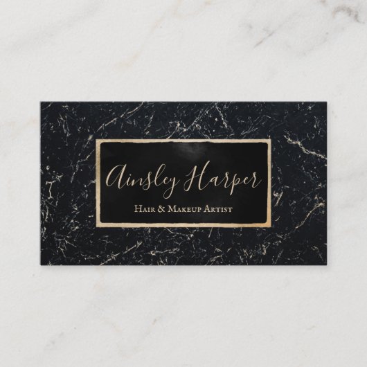 Trendy Modern Black Gold Marble Professional Visitekaartje (Voorkant)