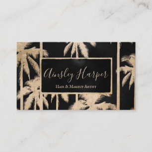 Trendy Modern Black Gold Palm Trees Professional Visitekaartje