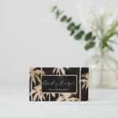Trendy Modern Black Gold Palm Trees Professional Visitekaartje (Staand voorkant)