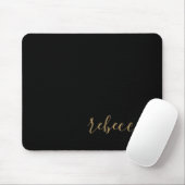 Trendy Modern Black & Gold Simple Name Muismat (Met muis)