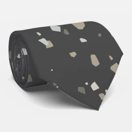 Trendy Modern Black Grey Terrazzo Stropdas