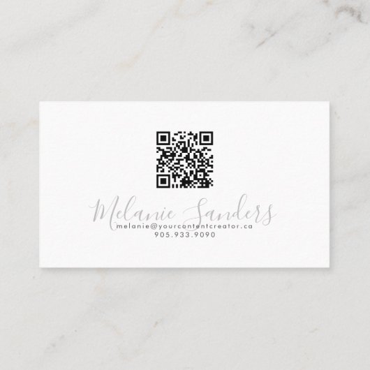 TRENDY MODERN BLACK QR CODE Business Card TEMPLATE Visitekaartje (Achterkant)
