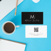 TRENDY MODERN BLACK QR CODE Business Card TEMPLATE Visitekaartje