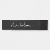 Trendy Modern Black Script Naam naambordje (Voorkant)