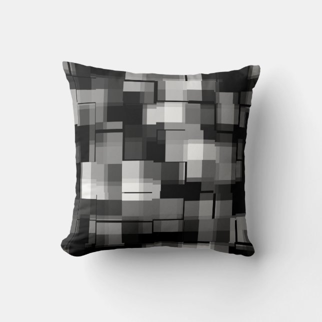 Trendy Modern Black White Abstract Pset Kussen (Voorkant)
