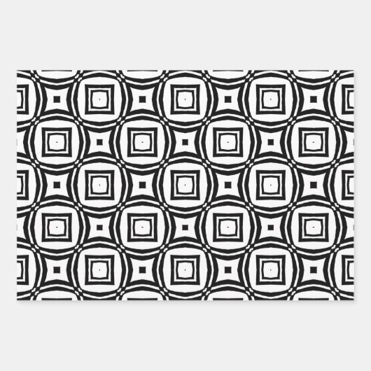 Trendy Modern Black & White Inpakpapier Vel (Voorkant)