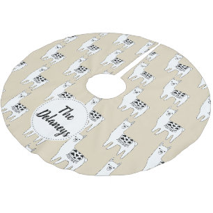Trendy Modern Black & White Llamas Family Kerstboom Rok