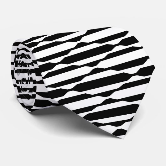 Trendy Modern Black & White op Art Pattern Stropdas (Opgerold)