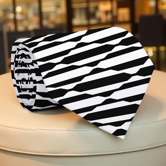 Trendy Modern Black & White op Art Pattern Stropdas