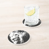 Trendy Modern Black & White Pop Art Lion Head Zandsteen Onderzetter (Zijkant)