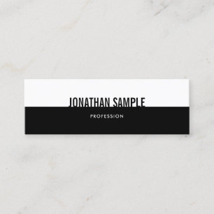 Trendy Modern Black White Simple Elegant Plain Mini Visitekaartje
