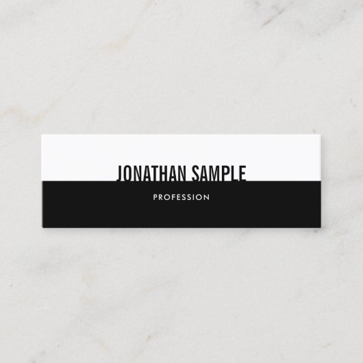 Trendy Modern Black White Simple Elegant Plain Mini Visitekaartje (Voorkant)