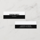 Trendy Modern Black White Simple Elegant Plain Mini Visitekaartje (Voorkant / Achterkant)