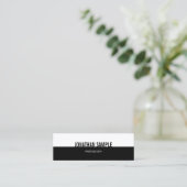 Trendy Modern Black White Simple Elegant Plain Mini Visitekaartje (Staand voorkant)