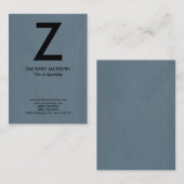 Trendy modern blauw grijs monogram visitekaartje (Voorkant / Achterkant)